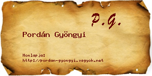 Pordán Gyöngyi névjegykártya